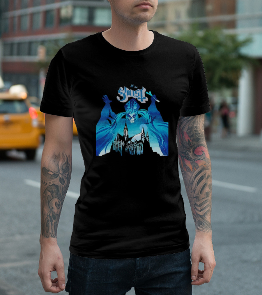 Ghost Miku Halloween Spooky Cathedral Scene T-Shirt