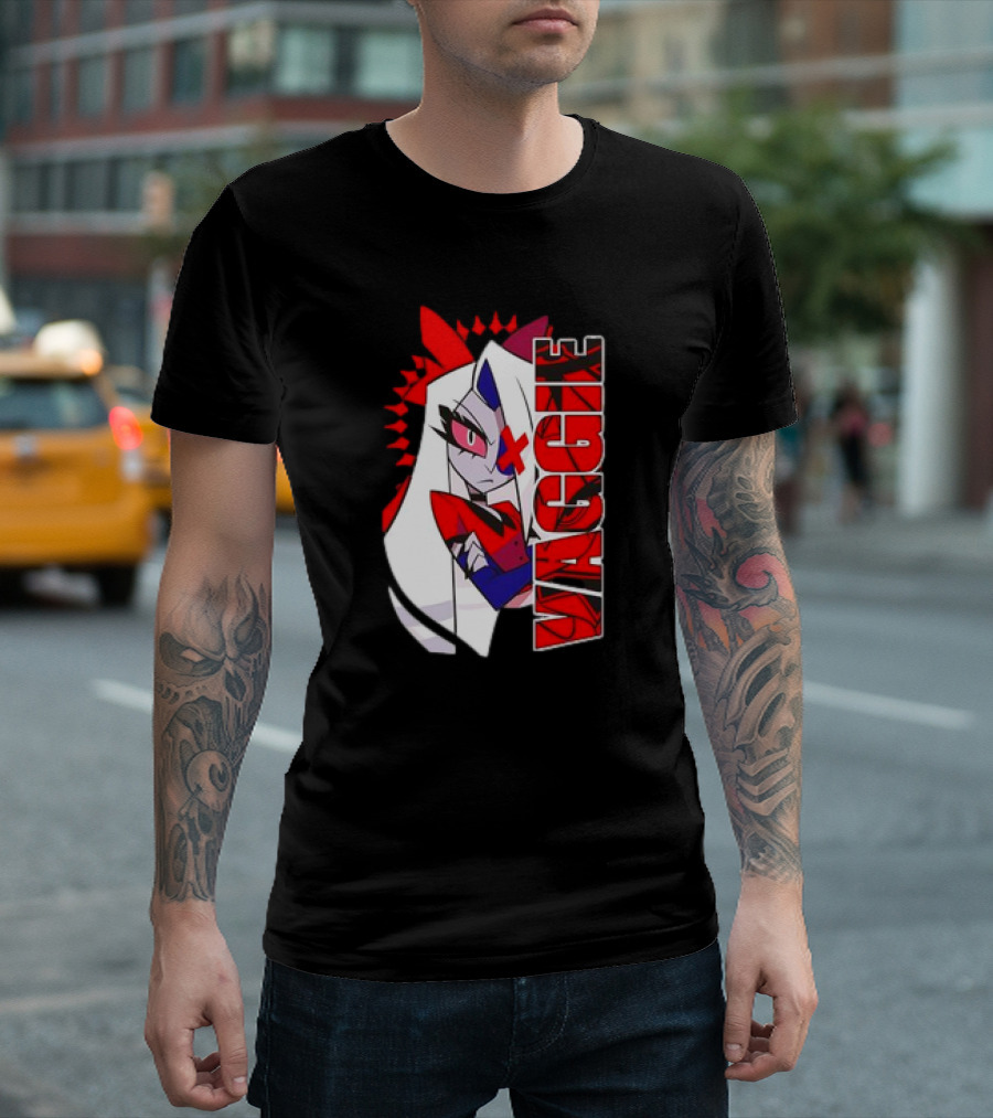 Hozier Hazbin Hotel Vaggie Character Red and White T-Shirt