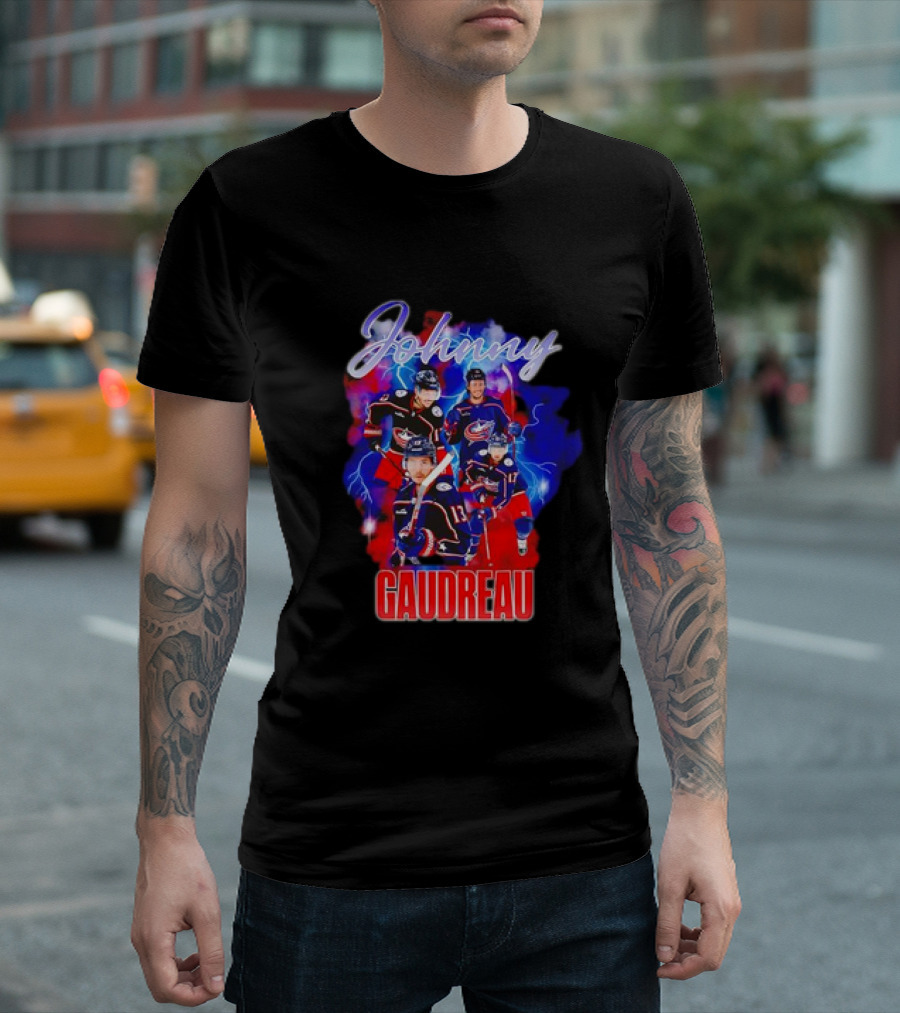 Johnny Gaudreau Columbus Blue Jackets Lightning Action T-Shirt