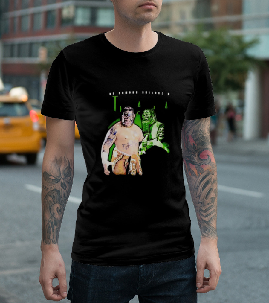 The Samoan Bulldozer Umaga Wrestler Graphic with Green Highlights T-Shirt