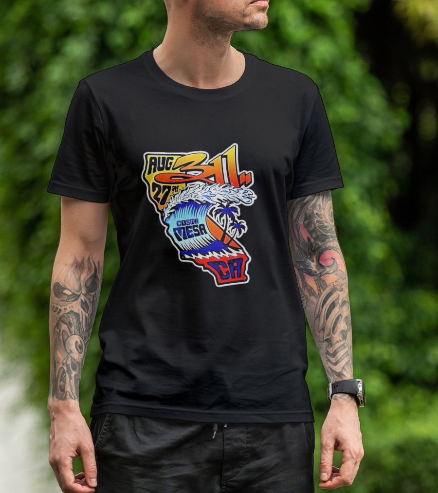 311 Tour Costa Mesa CA August 27 2024 Wave Palm Tree T-Shirt