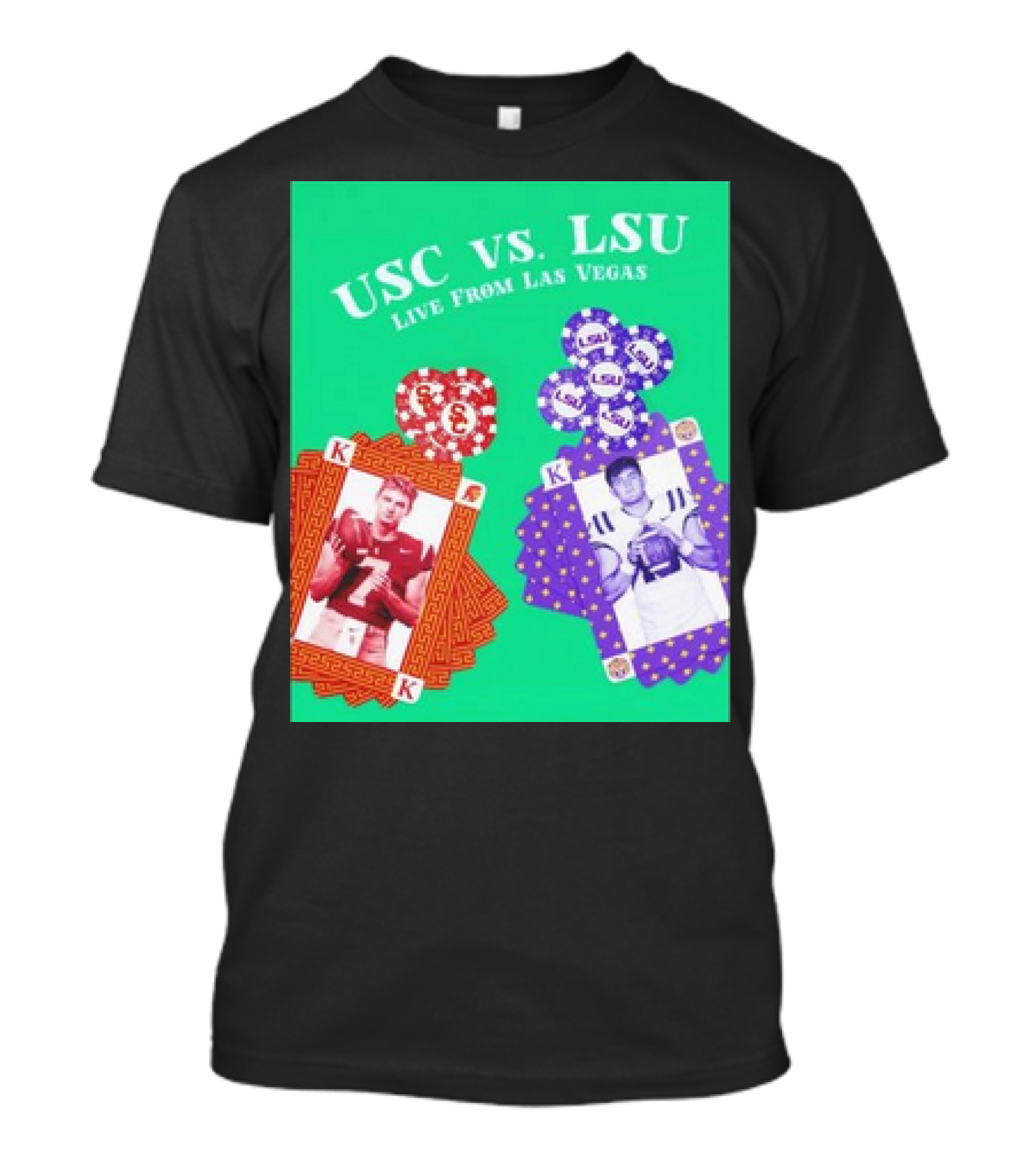 USC Vs LSU Live From Las Vegas Poker Cards T-Shirt