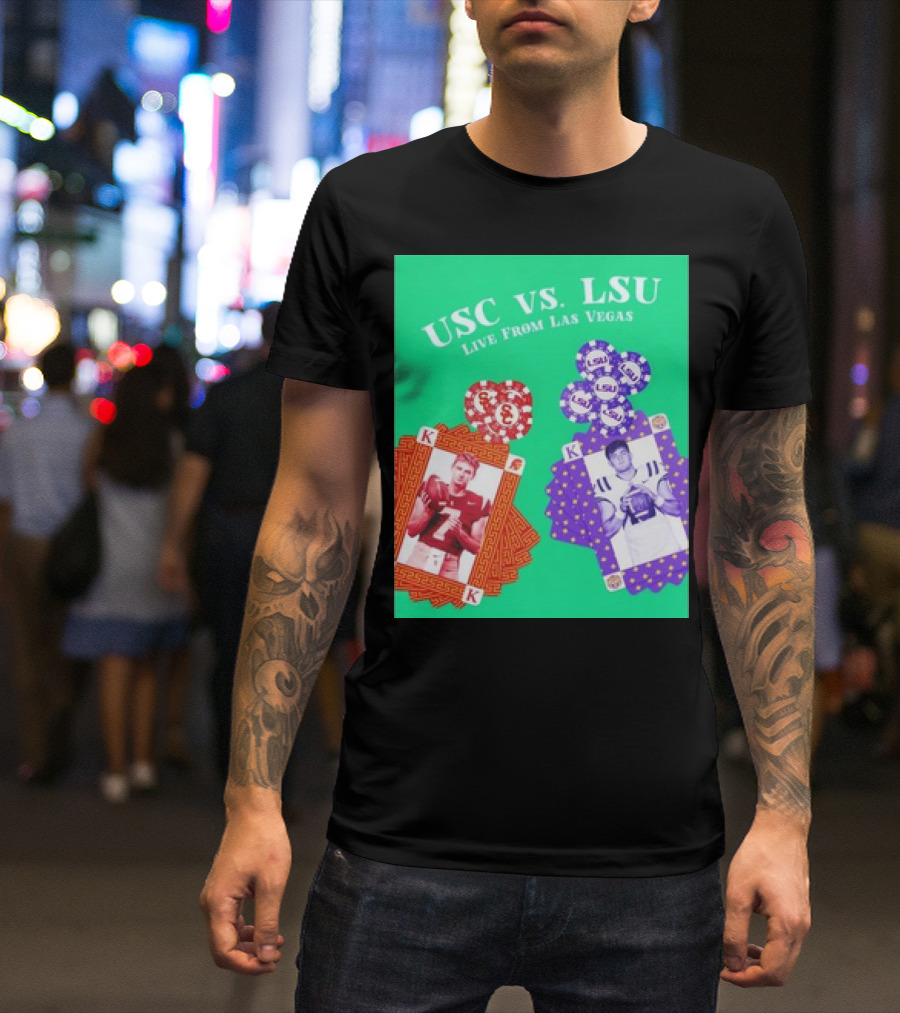 USC Vs LSU Live From Las Vegas Poker Cards T-Shirt