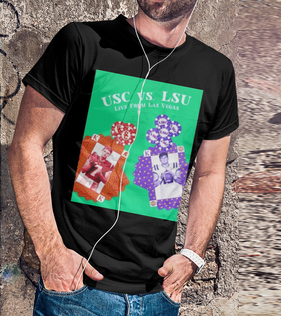 USC Vs LSU Live From Las Vegas Poker Cards T-Shirt