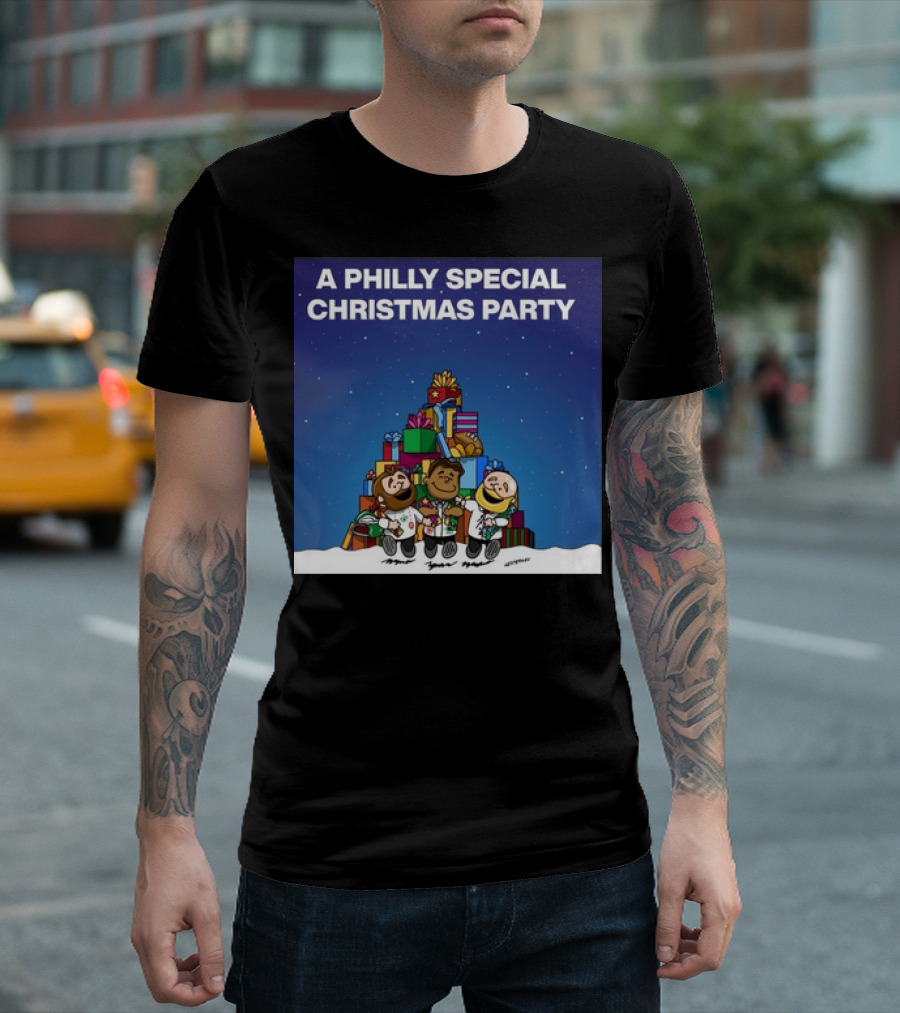 A Philly Special Christmas Party 2024 Presents Stack Joyful Trio T-Shirt