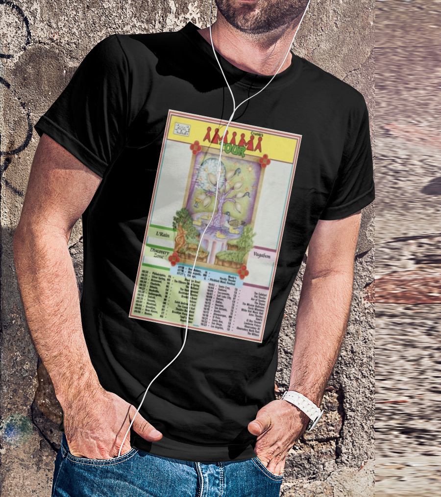 Crumb's Tour Discovery Zone U/Rain Vagabonds 2024 Magic Tree Artwork With Dates And Locations T-Shirt