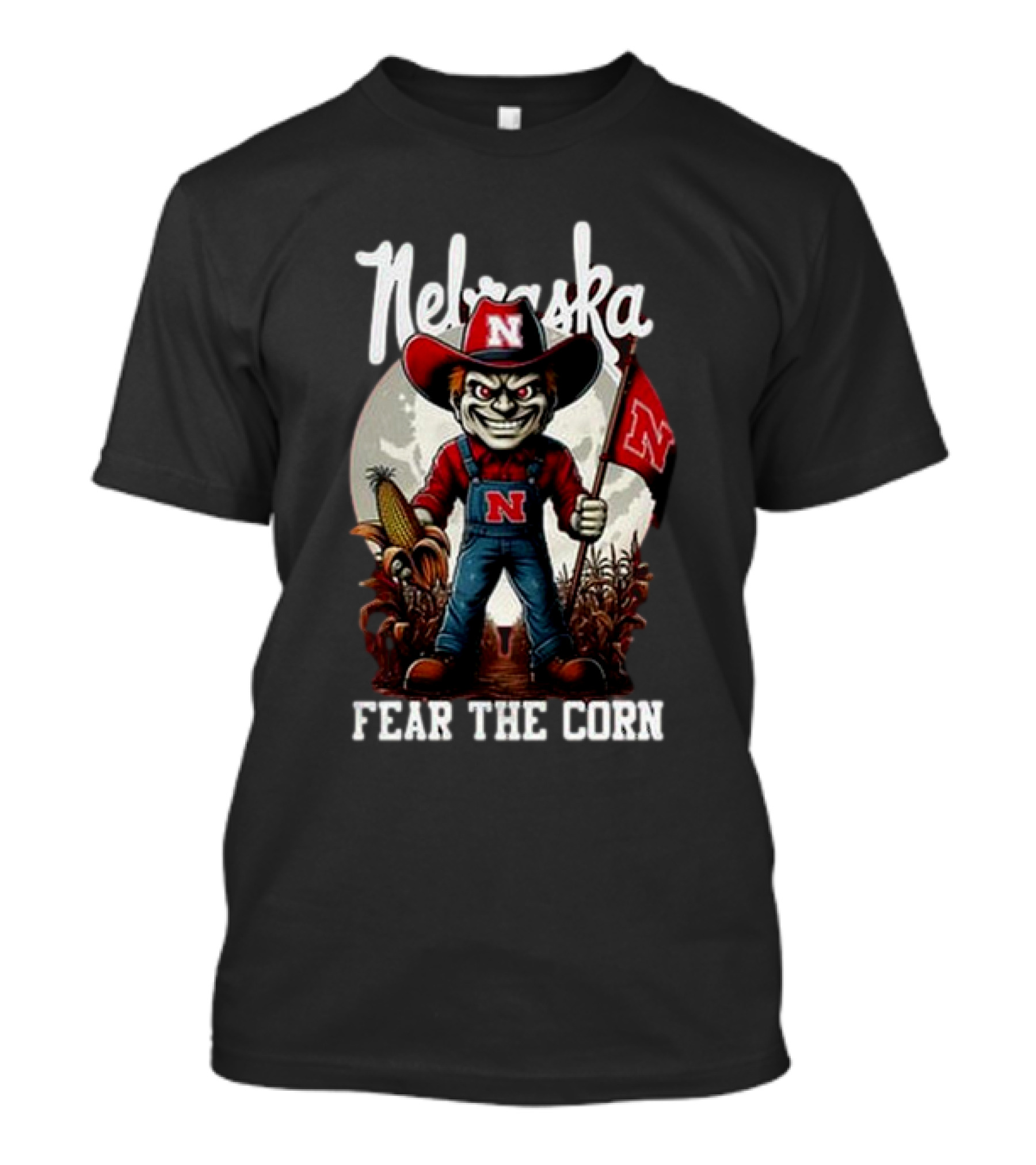 Nebraska Cornhuskers Fear The Corn Halloween Go Big Red T-Shirt