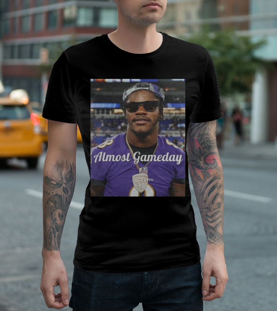 Almost Gameday Ravens Shades NFL Chain Purple Jersey T-Shirt
