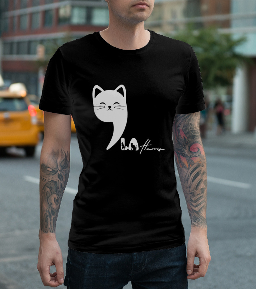 Cat Comma La Harris Whimsical Feline T-Shirt