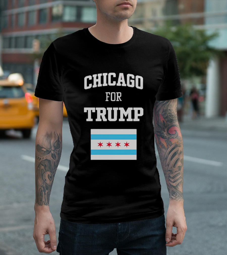 Chicago For Trump 2024 With Iconic Chicago Flag T-Shirt