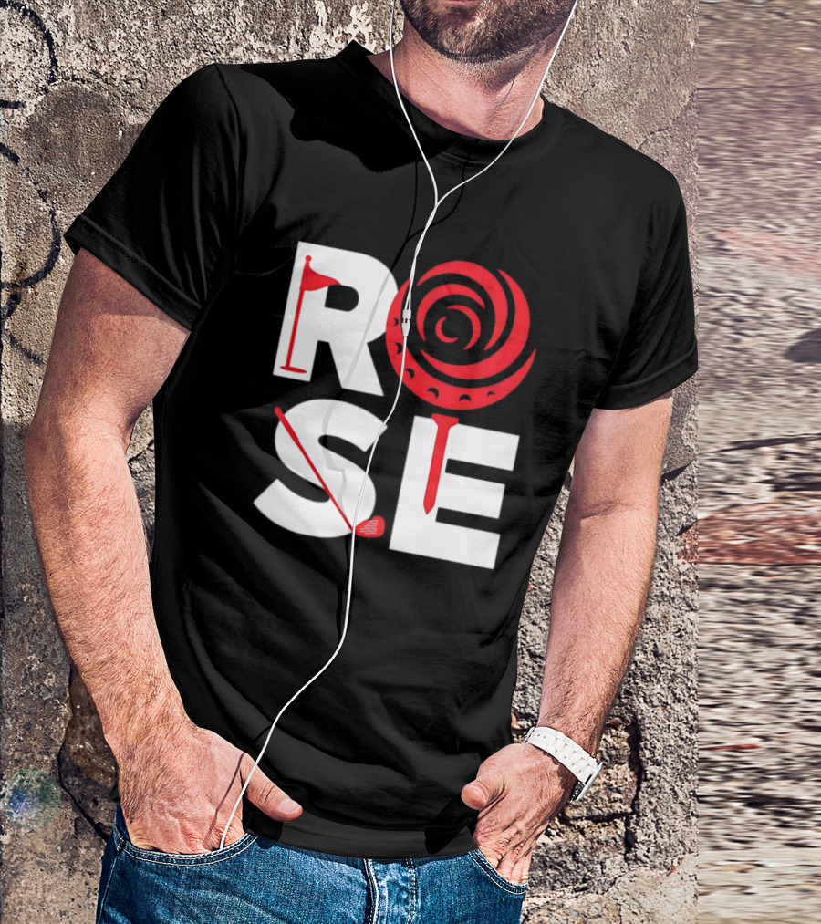 Rose Golf Flag Swirl Iconic Stacked Letters T-Shirt