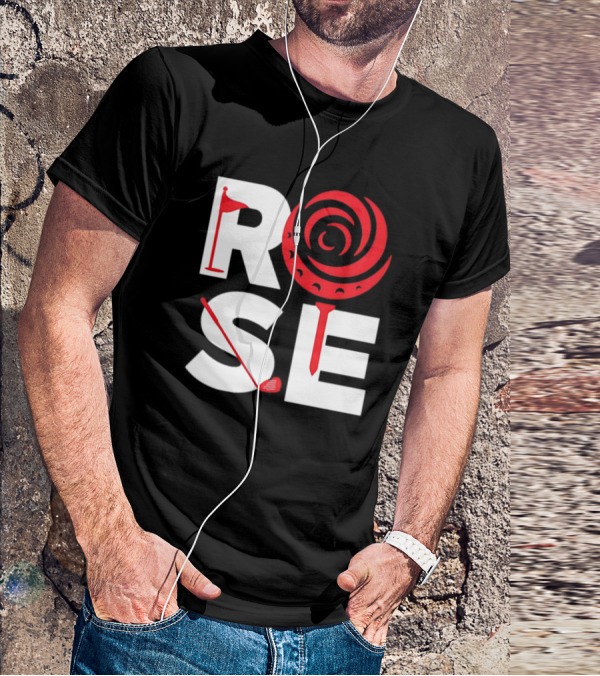 Rose Golf Flag Swirl Iconic Stacked Letters T-Shirt
