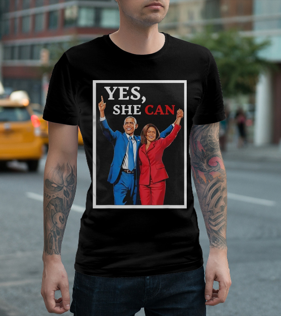 Kamala Harris Barack Obama Yes She Can T-Shirt