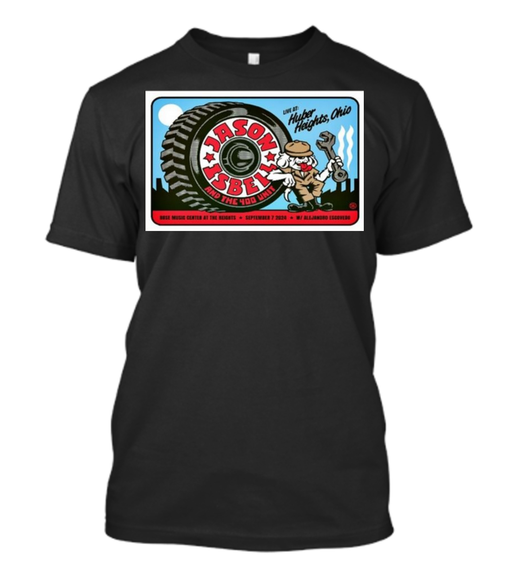 Jason Isbell And The 400 Unit Live Huber Heights Ohio September 7 2024 Rose Music Center Poster With Alejandro Escovedo T-Shirt