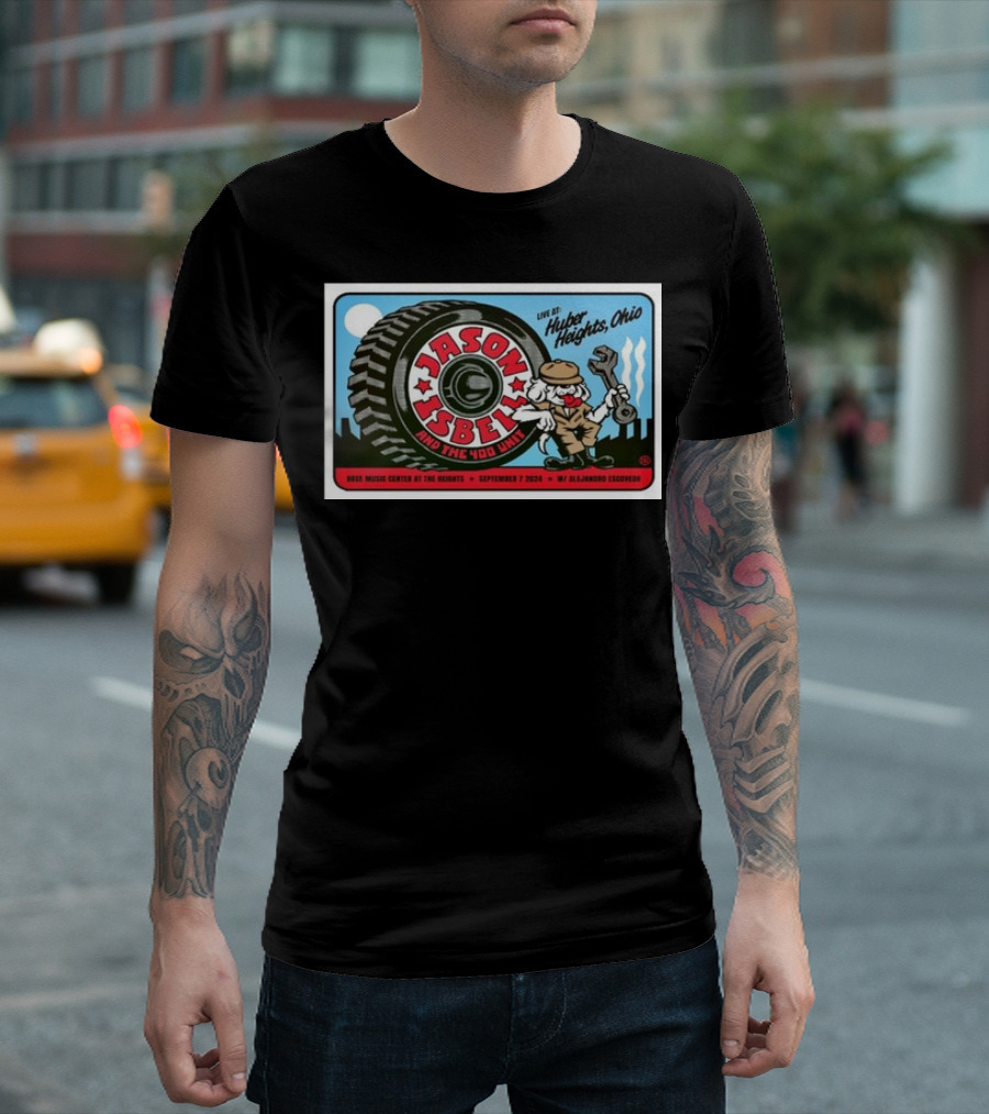 Jason Isbell And The 400 Unit Live Huber Heights Ohio September 7 2024 Rose Music Center Poster With Alejandro Escovedo T-Shirt