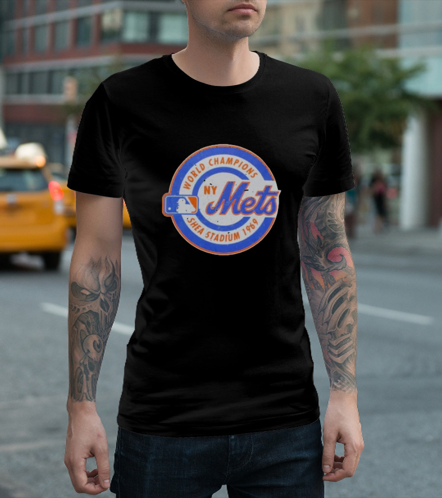 New York Mets World Champions Shea Stadium 1969 Baseball Team Logo NY T-Shirt