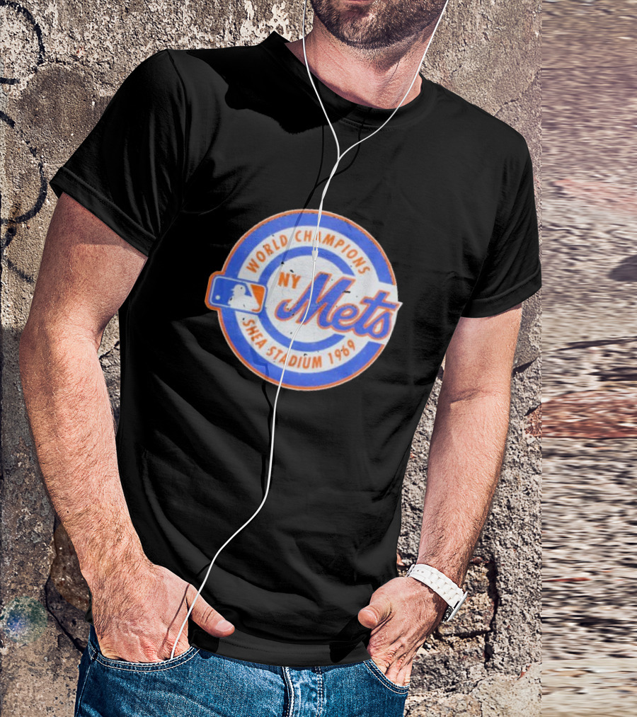 New York Mets World Champions Shea Stadium 1969 Baseball Team Logo NY T-Shirt