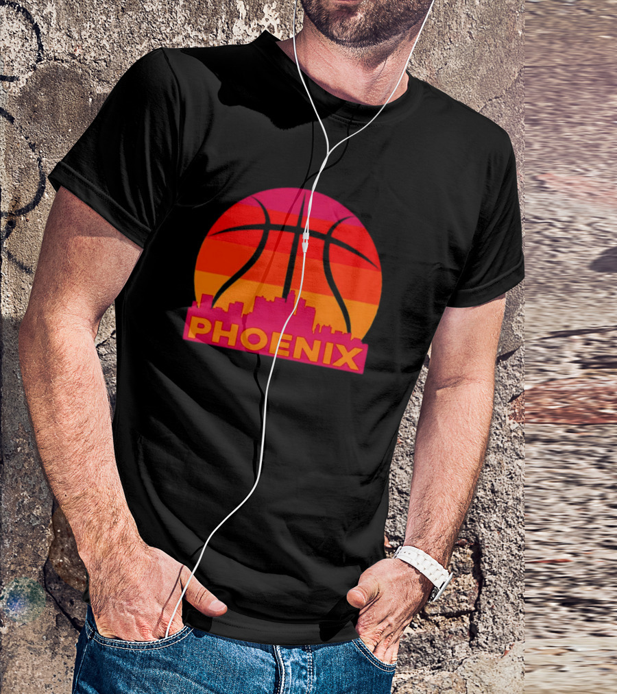 Phoenix City Skyline Basketball Sunset T-Shirt