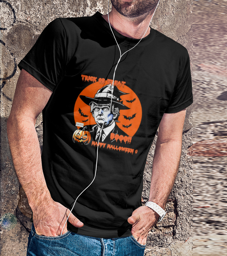 Trick Or Treat Booo Happy Halloween Witch Trump T-Shirt