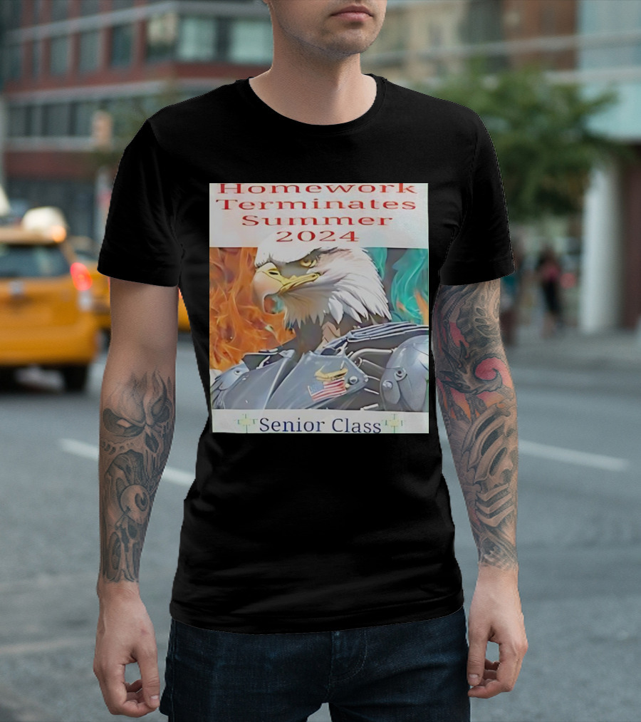 Homework Terminates Summer 2024 Eagle Senior Class T-Shirt