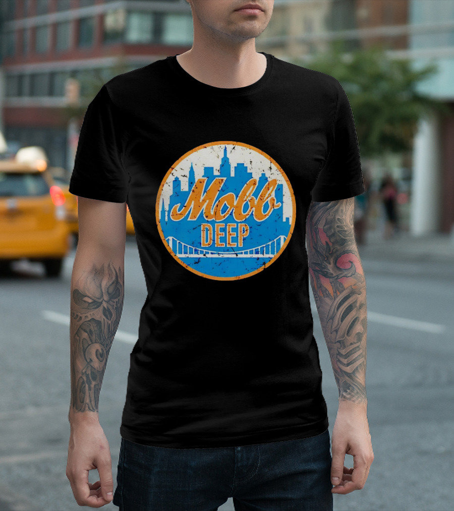 Mobb Deep Queens New York Knicks Vintage Skyline Bridge T-Shirt