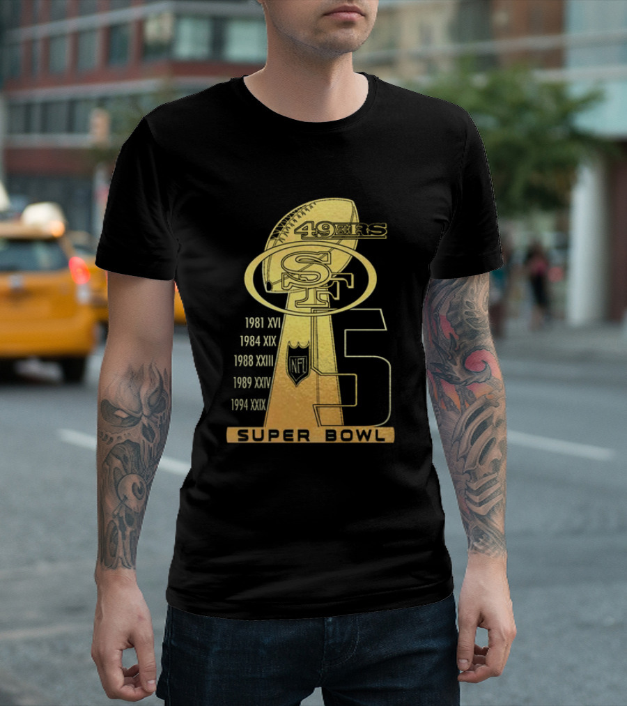 San Francisco 49ers Super Bowl Champions 5 Time NFL Winners T-Shirt