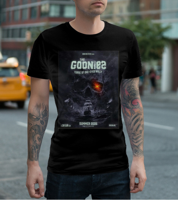 The Goonies 2 Curse Of One-Eyed Willy Summer 2026 IMAX Only In Theaters Warner Bros Pictures A Sam Raimi Film T-Shirt