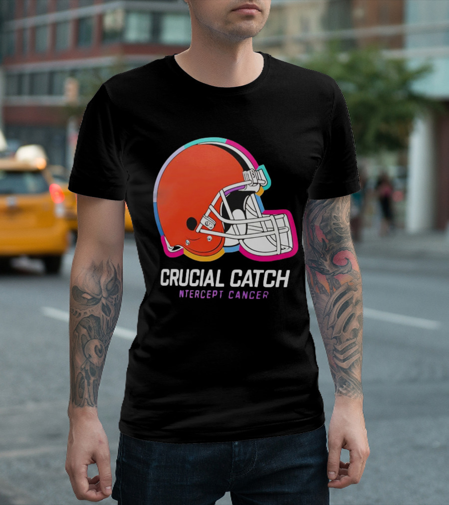 Cleveland Browns Crucial Catch Intercept Cancer 2024 NFL T-Shirt