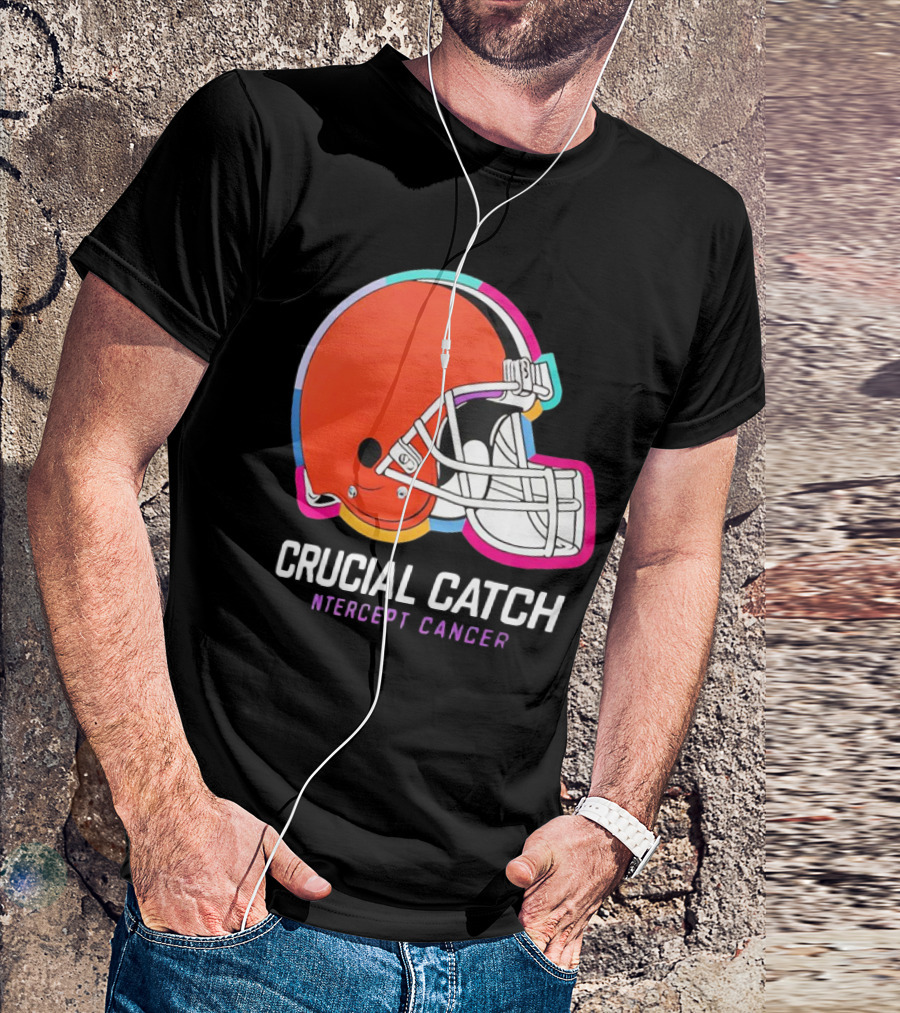Cleveland Browns Crucial Catch Intercept Cancer 2024 NFL T-Shirt
