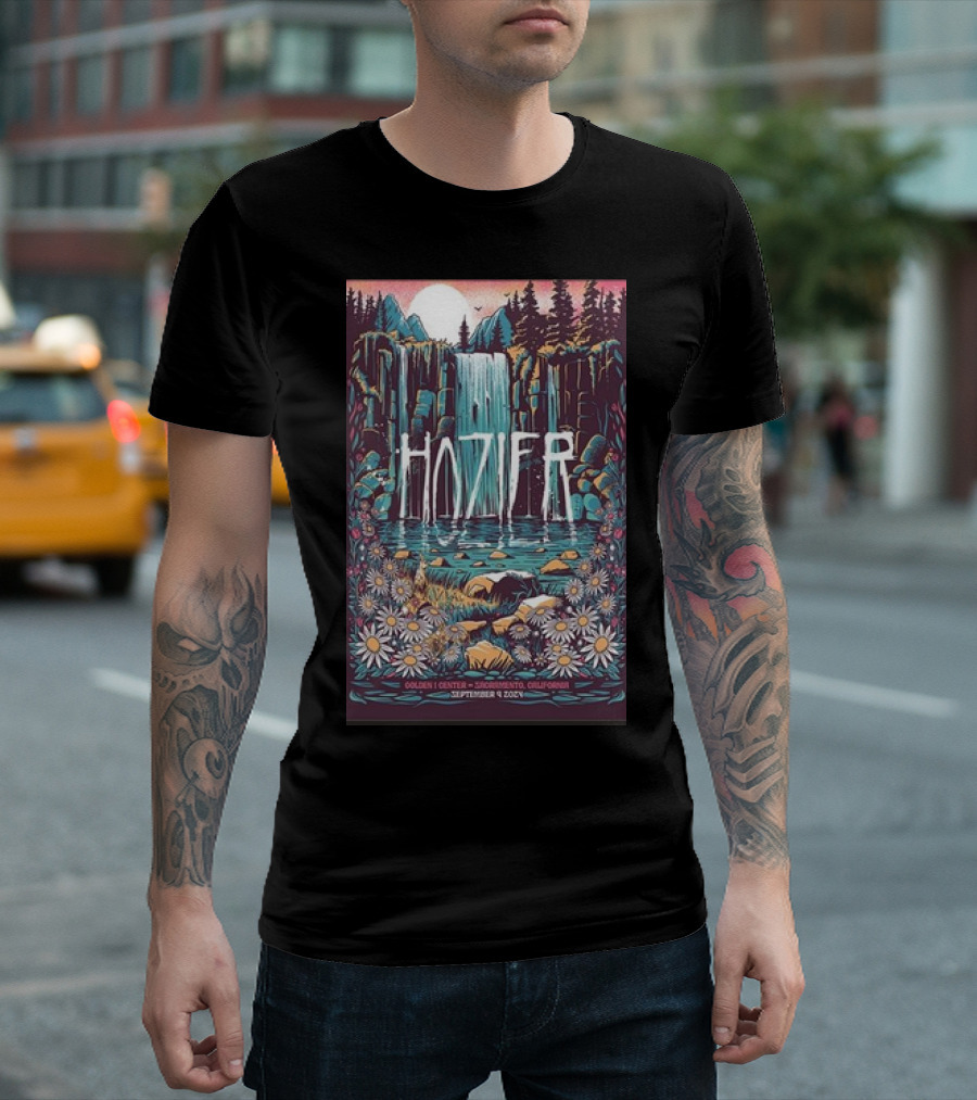 Hozier September 9 2024 Live Concert Golden 1 Center Sacramento CA Waterfall T-Shirt