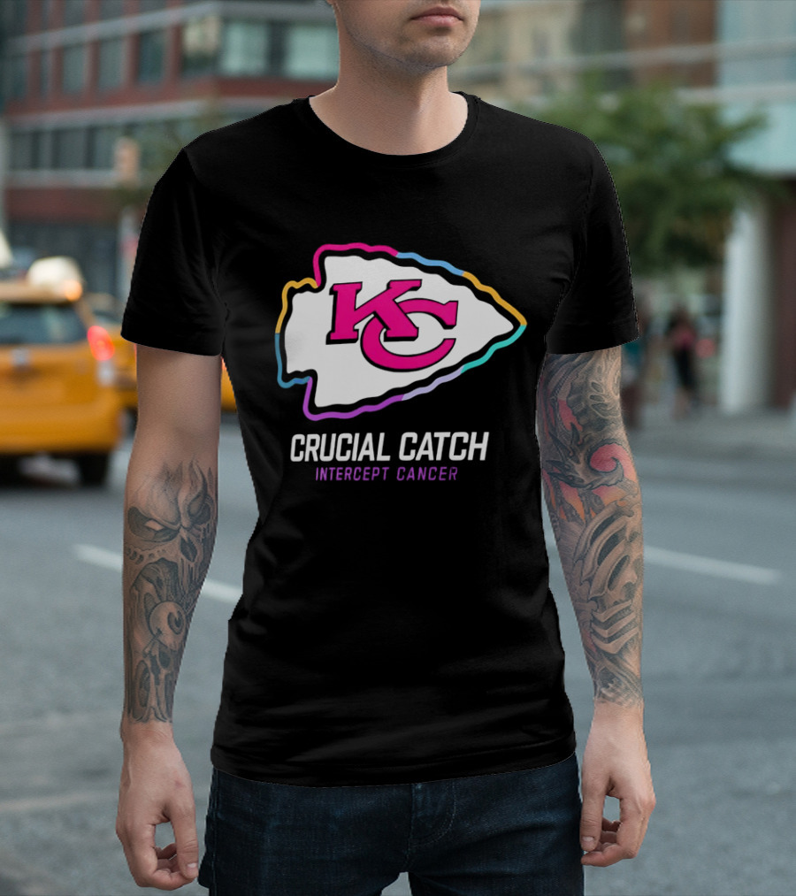Kansas City Chiefs KC Crucial Catch Intercept Cancer 2024 NFL T-Shirt