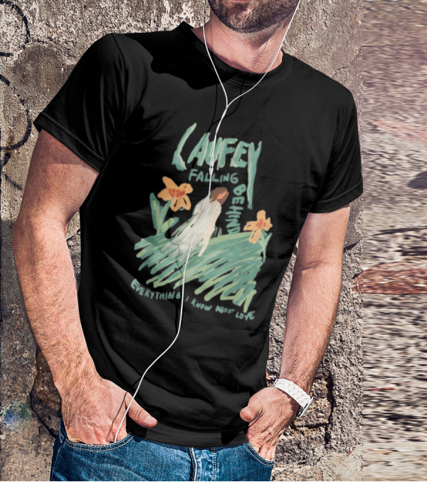 Laufey Falling Behind Everything I Know About Love With Daisies And Figure In Field T-Shirt