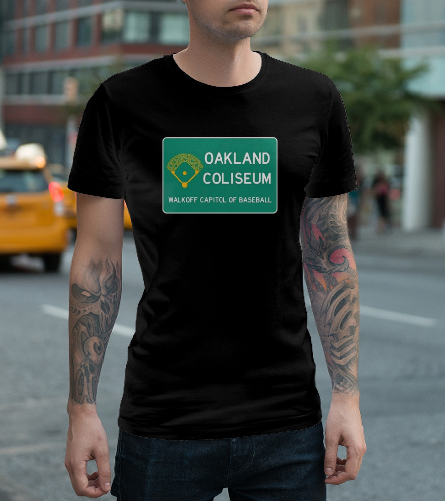 Oakland Coliseum Walkoff Capitol of Baseball Iconic Sign T-Shirt