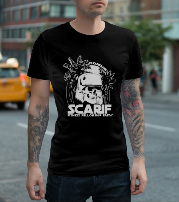 F3 Kankakee Scarif Fitness Fellowship Faith Stormtrooper Palm Trees T-Shirt