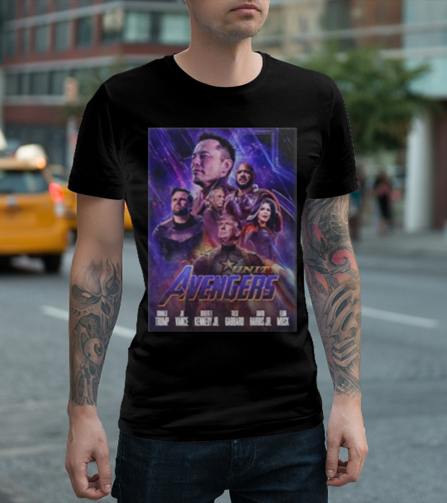 Unity Avengers Donald Trump Elon Musk Tulsi Gabbard David Harris Jr J.D. Vance Robert F. Kennedy Jr T-Shirt