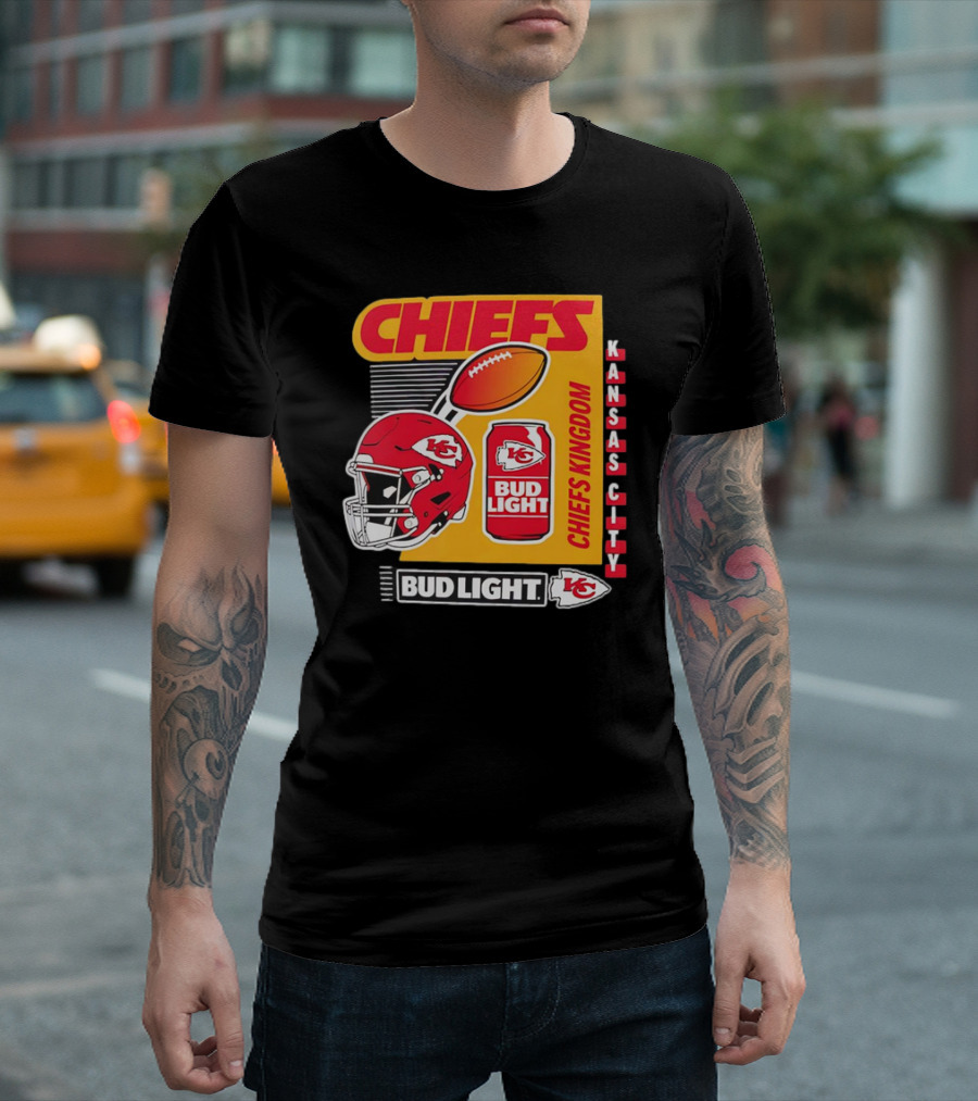 Kansas City Chiefs Bud Light Chiefs Kingdom Helmet Football Can T-Shirt