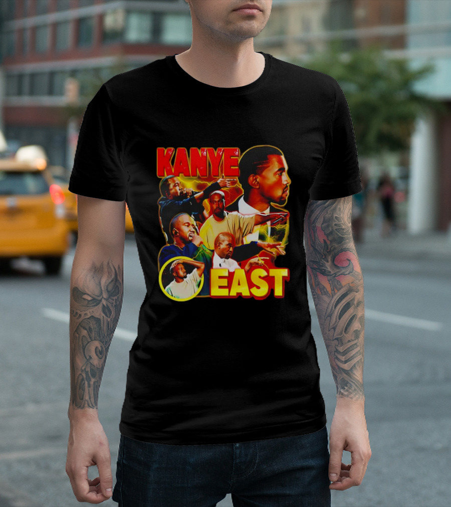 Kanye West Kanye East Rapper Star Retro Multicolor Faces T-Shirt