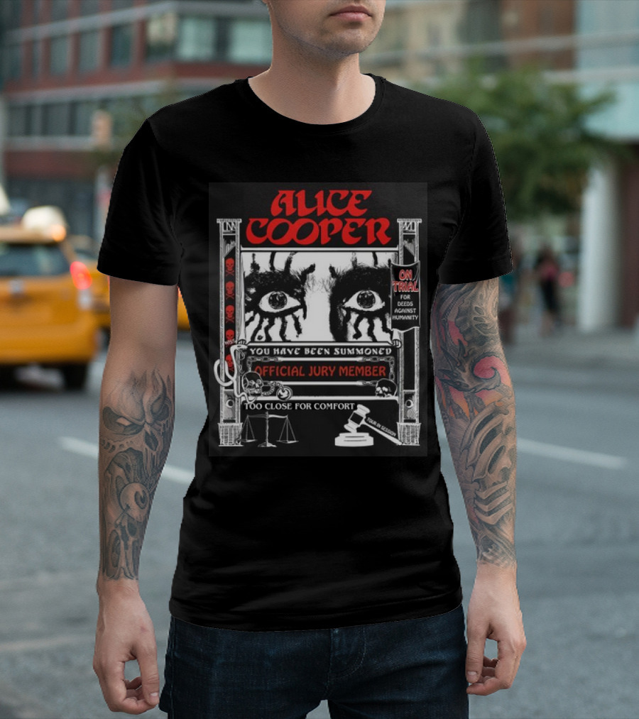 Alice Cooper 2024 Tour Too Close For Comfort On Trial Official Jury Member T-Shirt
