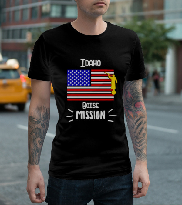 Idaho Boise Mission US Flag With Angel Moroni T-Shirt