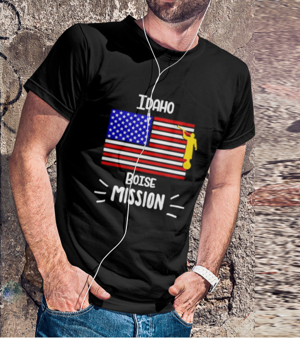 Idaho Boise Mission US Flag With Angel Moroni T-Shirt
