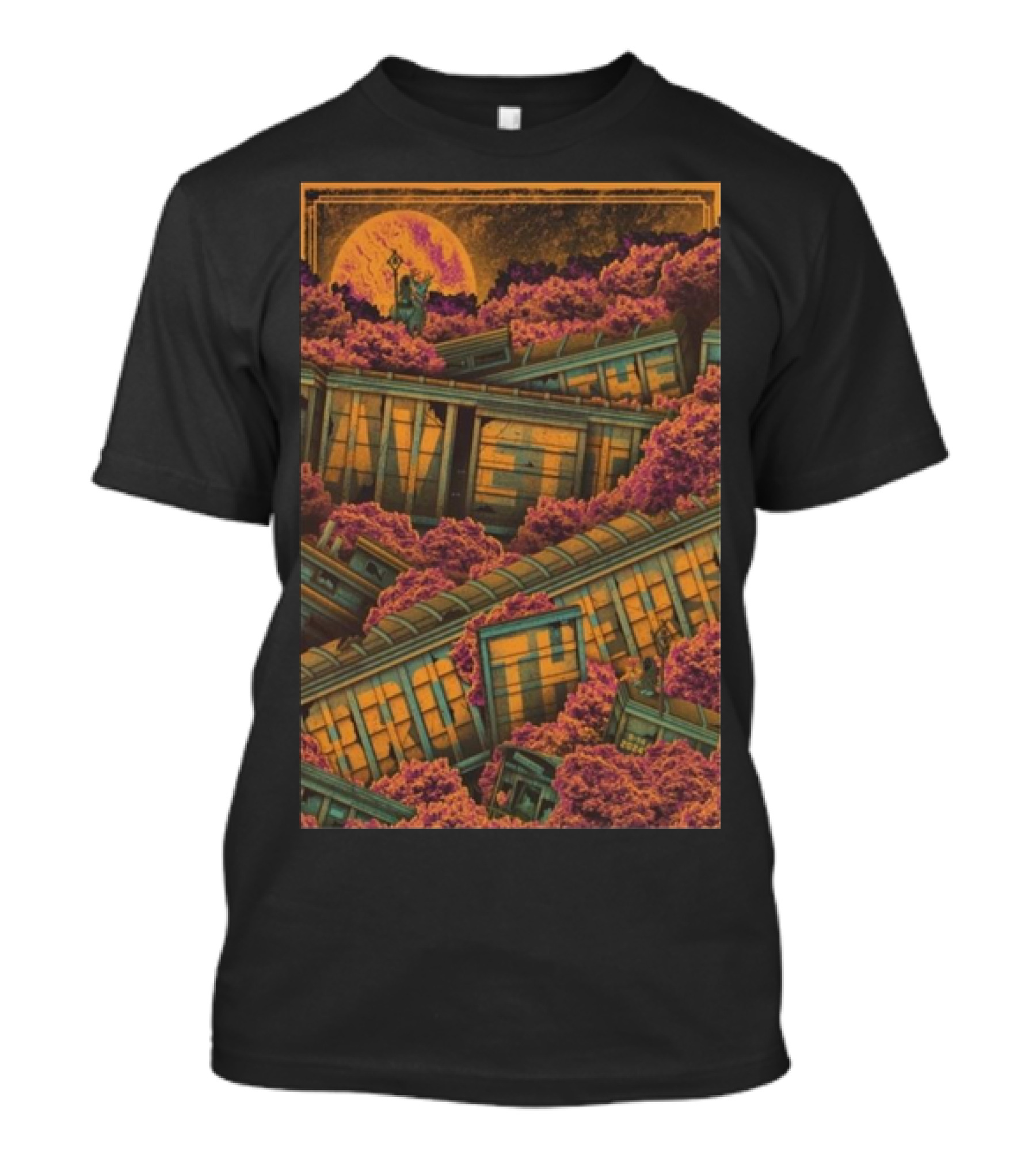 The Avett Brothers Gas South Arena Duluth GA September 14 2024 Concert Art With Serene Autumn Landscape And Sunlit Tree Blossoms T-Shirt