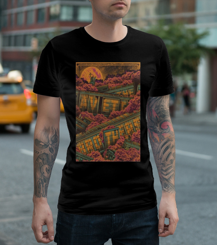 The Avett Brothers Gas South Arena Duluth GA September 14 2024 Concert Art With Serene Autumn Landscape And Sunlit Tree Blossoms T-Shirt