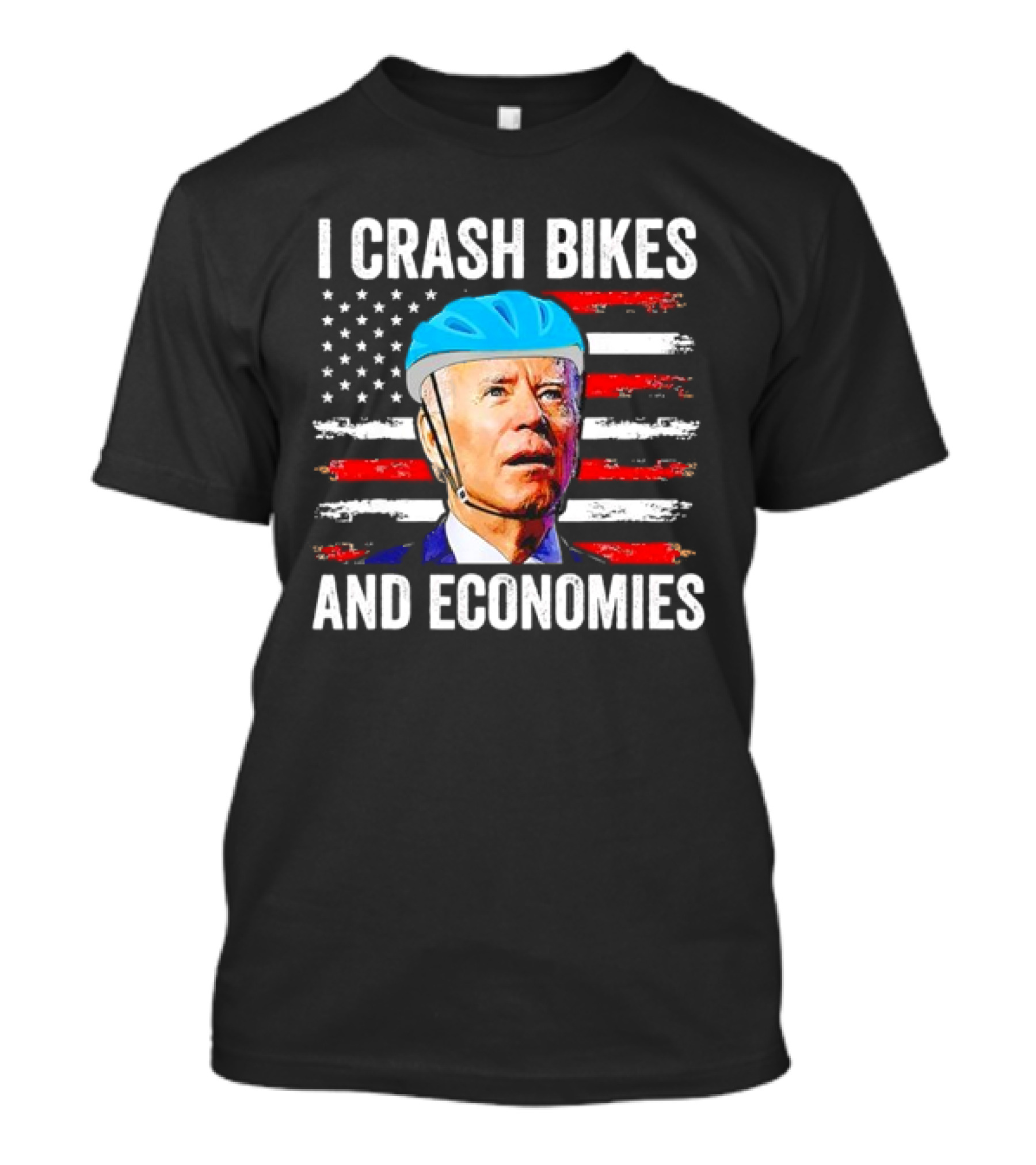 Biden Bicycle I Crash Bikes And Economies US Flag Helmet T-Shirt