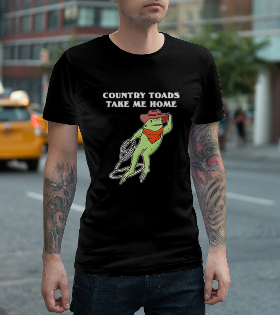 Country Toads Take Me Home Cowboy Frog Funny Western T-Shirt