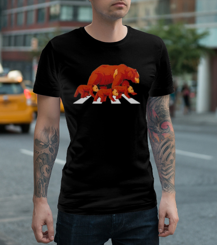 Crossing Road Bear Wildlife Wild Camping Campers Abbey Road Bear T-Shirt