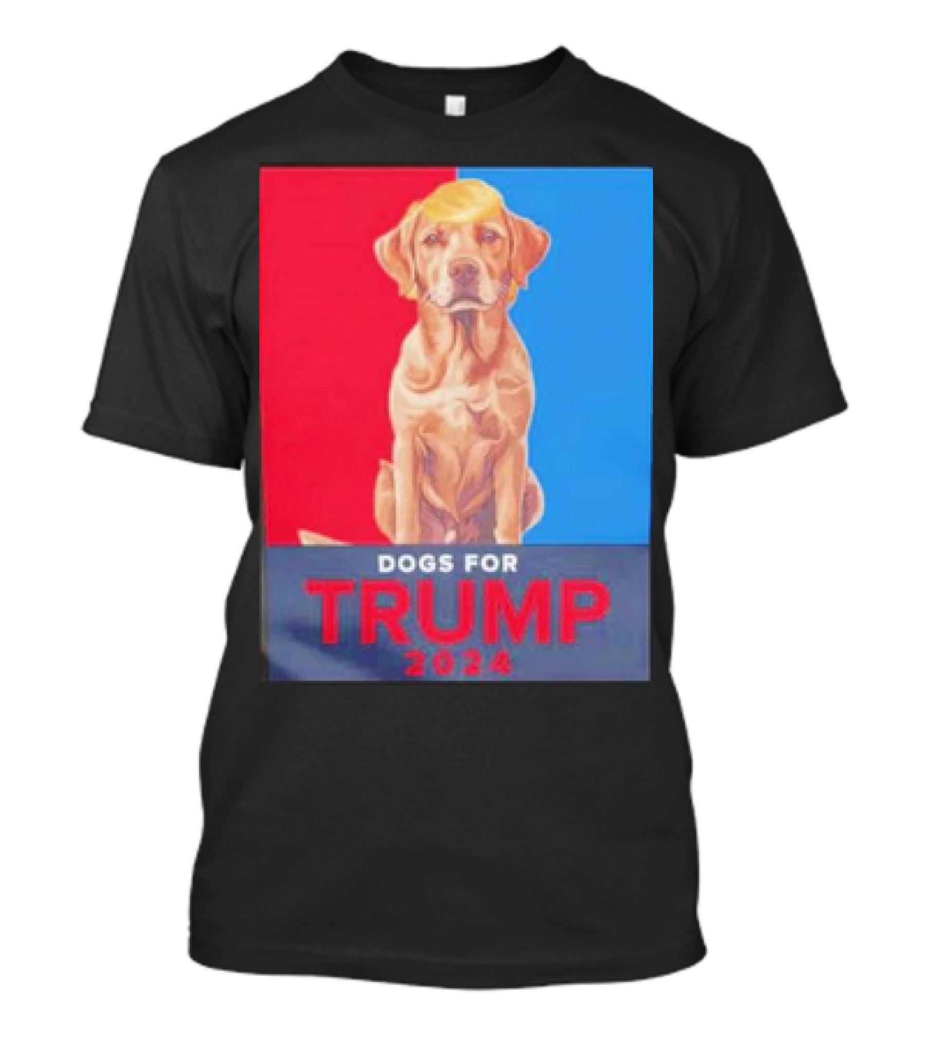 Dogs For Trump 2024 Red And Blue Dog With Trump Hair T-Shirt