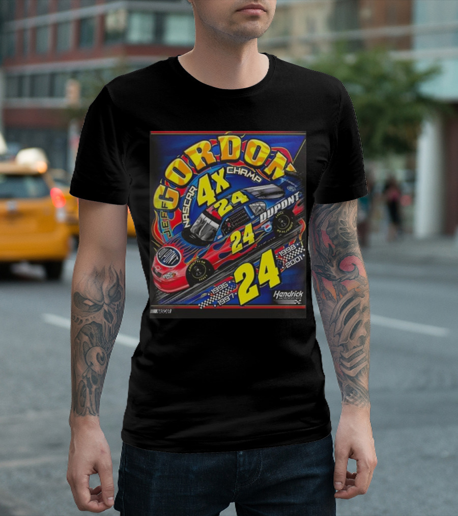 Jeff Gordon #24 Dupont NASCAR 4X Champ 1995-1997-1998-2001 Hendrick Racing T-Shirt