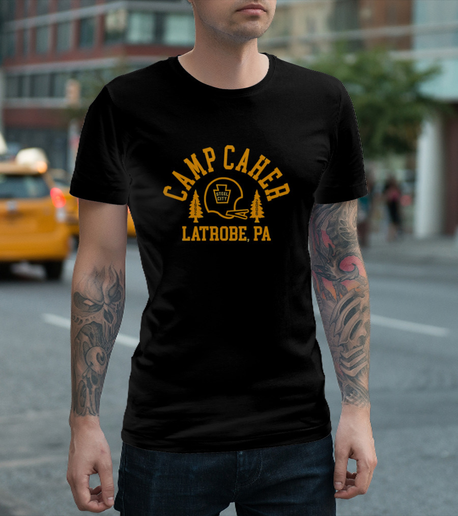 Camp Caher Steel City Football Helmet Trees Latrobe Pa 1992 2006 T-Shirt