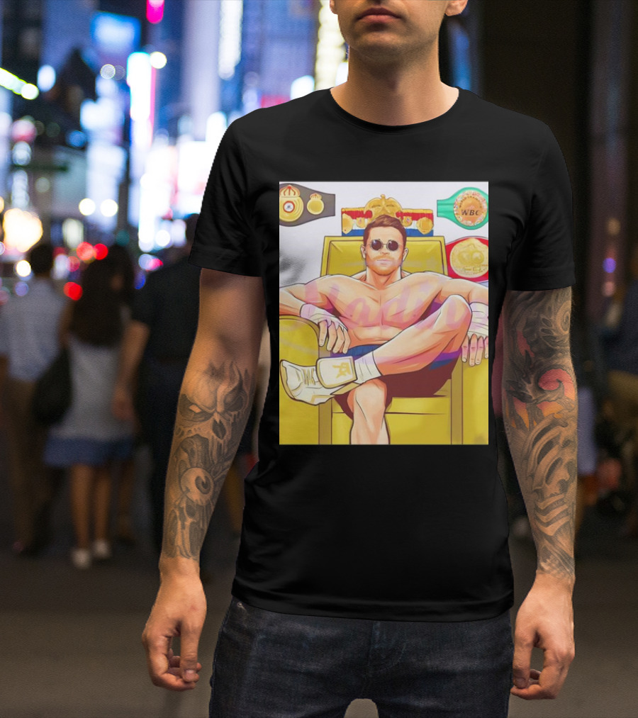 Canelo Alvarez Sitting With WBC Super Middleweight Championship Belts T-Shirt