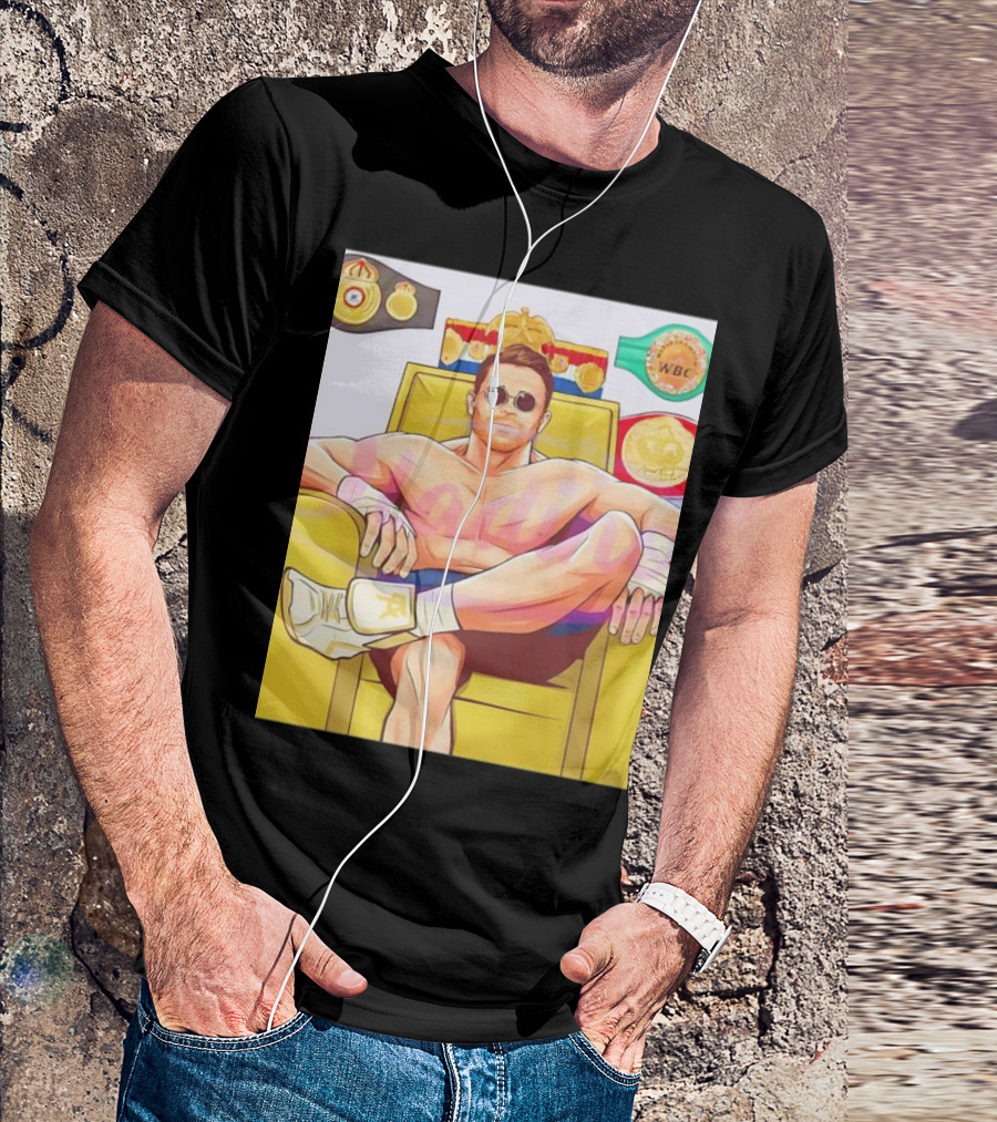 Canelo Alvarez Sitting With WBC Super Middleweight Championship Belts T-Shirt